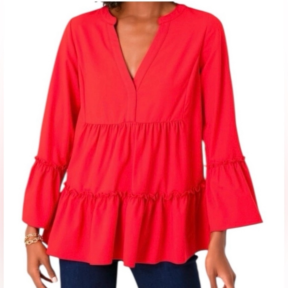 Tuckernuck Pomander Place ‘Kenzo’ Red Tiered Blouse- extra small
